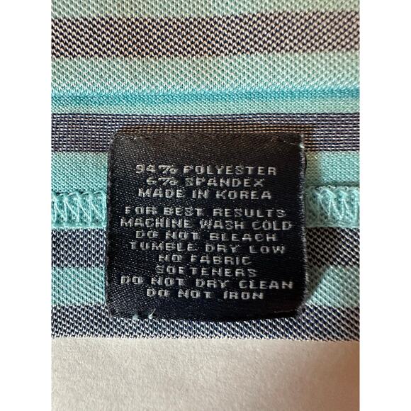 Turtleson Performance Blue Gray Striped Golf Polo Shirt Mens Size Small - Picture 7 of 7